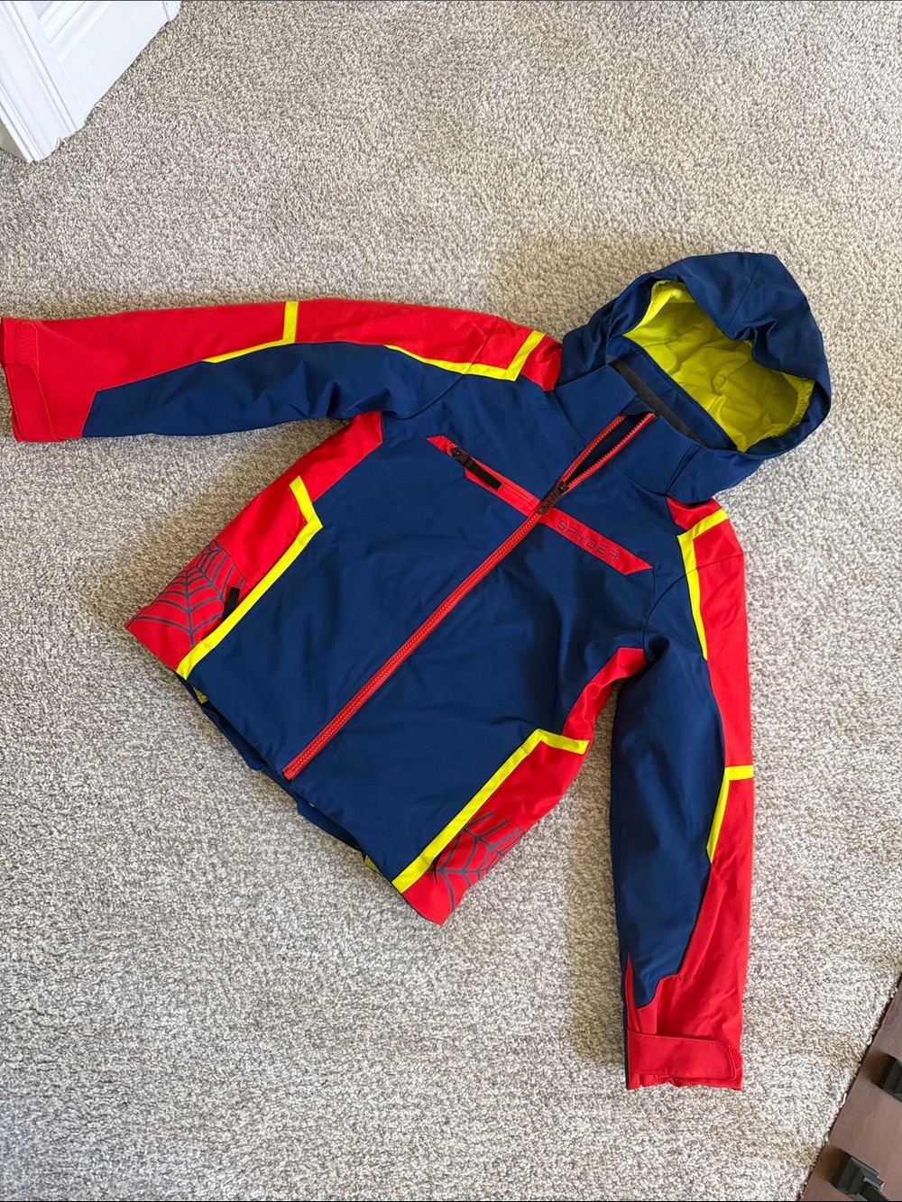 Spyder Navy, Red & Yellow Spyder  Hooded ski ⛷️ Jacket